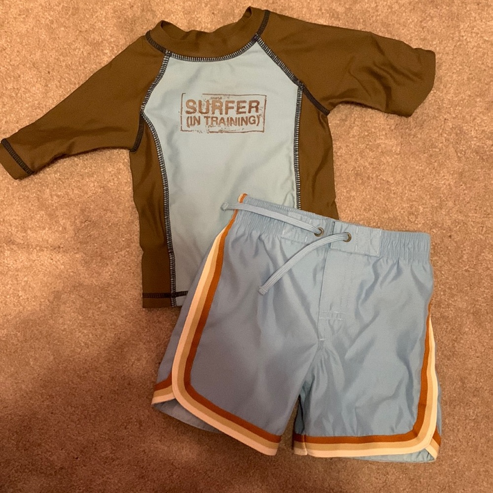 Baby boys swim trunks and rash guard set - 6-12 mos